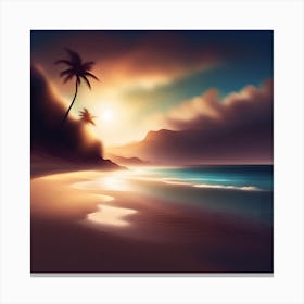 Sunset On The Beach Canvas Print