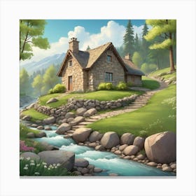 Cottage In The Mountains 2 Canvas Print