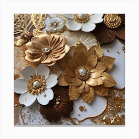 Flowers in gold 5 Canvas Print