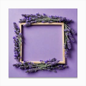 Lavender Frame On Purple Background 1 Canvas Print