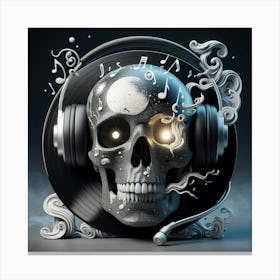 Skull With Headphones 7 Canvas Print