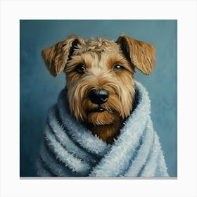 Terrier In Bath Towel 8 Canvas Print