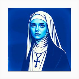 Nun in Blue Washed Canvas Print