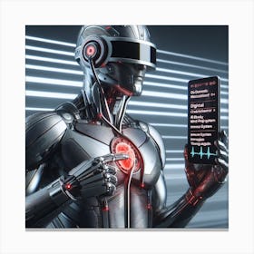 Robot Holding A Smart Phone Canvas Print