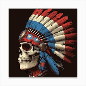 Skull With Feathers Canvas Print