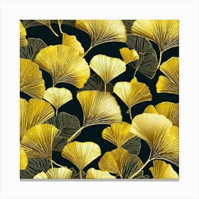 Gold Ginkgo Leaves 2 Canvas Print