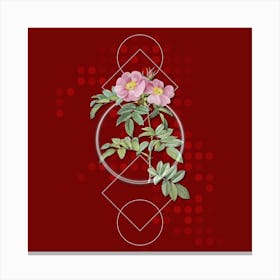 Vintage Shining Rosa Lucida Botanical with Geometric Line Motif and Dot Pattern n.0382 Canvas Print