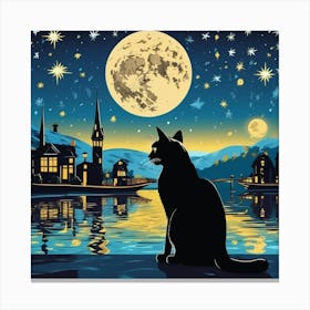 Cat At Night Canvas Print