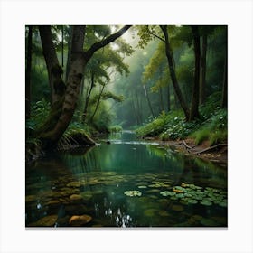 Lily Pond In The Forest Canvas Print