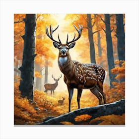 Deer In The Woods 60 Canvas Print
