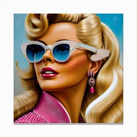 Pop art, textured canvas, limited, Retro Hollywood "plastic" 6/10 Women In Sunglasses Canvas Print