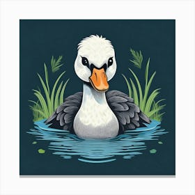 Duck In Water Canvas Print