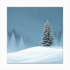 A Serene Winter Landscape Under A Subdued Grey Sky Snow Blankets A Fir Tree Frost Glistens On Surr Canvas Print