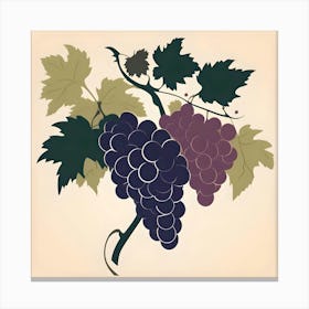 The Bunch of Grapes, Purple, Pink and Green on Beige Background Canvas Print