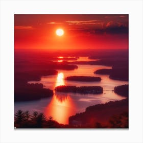 Sunset Over The Lake Canvas Print