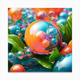 3d Bubbles Colors Dimensional Objects Illustrations Shapes Plants Vibrant Textured Spheric (8) 2 Canvas Print