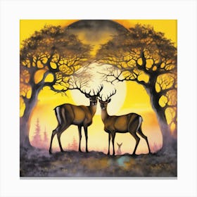 Deer In The Sun Canvas Print