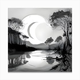 Moonlight Over The Water Canvas Print