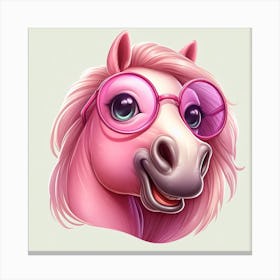 Pink Horse With Glasses 1 Canvas Print