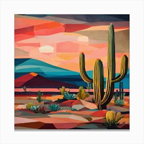 Cactus At Sunset Canvas Print