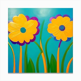 Yellow And Purple Flowers Canvas Print