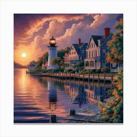 Lighthouse At Sunset Canvas Print