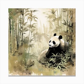 Panda Bear In The Bamboo Forest Canvas Print