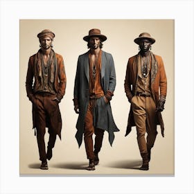 Silhouettes of men in boho style 3 Canvas Print