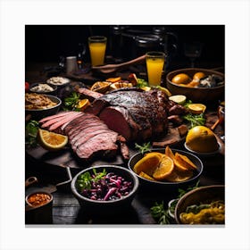 Roast Beef On A Table Canvas Print