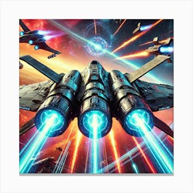 A Futuristic Sci Fi Scene Focusing On Harmony Fighter Plasma Cannons Canvas Print