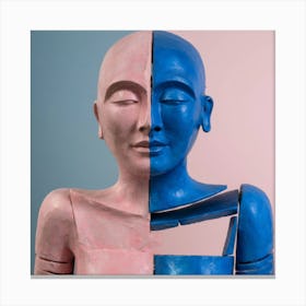 DECONSTRUCTED BLUE AND PINK FIGURE 4 Canvas Print