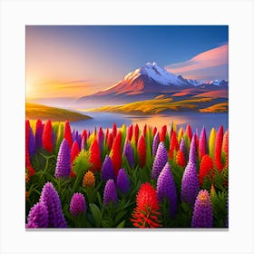 Lupins In The Field Canvas Print