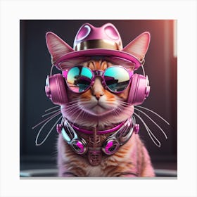 Cat With Headphones 8 Canvas Print