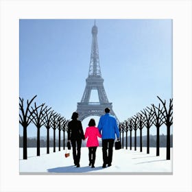 Family Walking In Paris Canvas Print