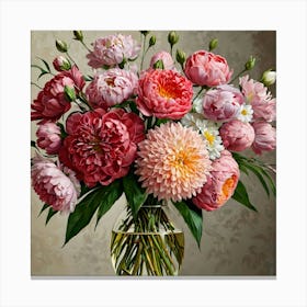 Peonies In A Vase Canvas Print