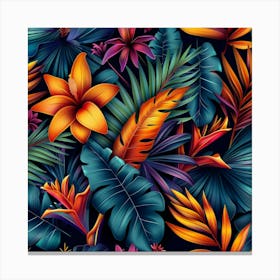 Tropical Leaves Seamless Pattern 23 Canvas Print