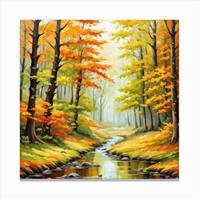 Forest In Autumn In Minimalist Style Square Composition 132 Canvas Print