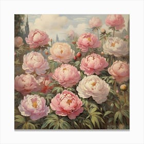 Peonies In The Garden 2 Canvas Print