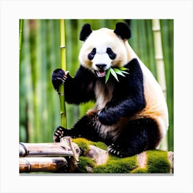 Panda Bear Eating Bamboo 1 Canvas Print