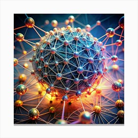 3d Rendering Of A Networked Sphere Canvas Print