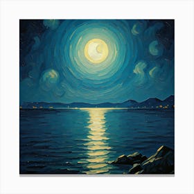 Moonlight Over The Sea Canvas Print