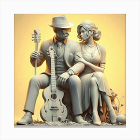 Couple With Guitar Canvas Print