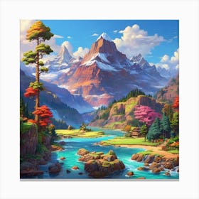 Mountain Landscape Painting Canvas Print