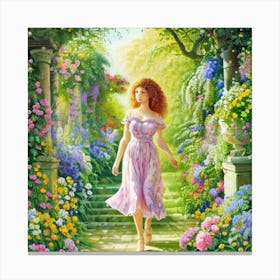 Girl In A Garden 13 Canvas Print