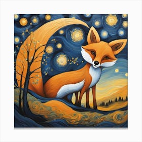 Starry Night Fox Canvas Print