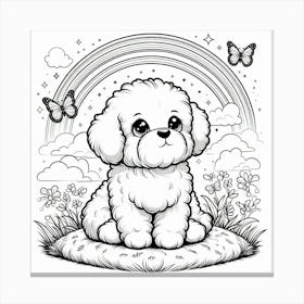 Line Art Bichon Frisé dog 1 Canvas Print