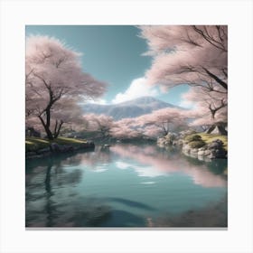 Sakura Blossoms Landscape Canvas Print