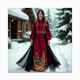 Russian Girl In Winter Canvas Print