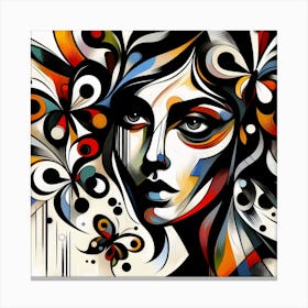 Colourful Female Portrait with Butterfly Abstract 3 Canvas Print