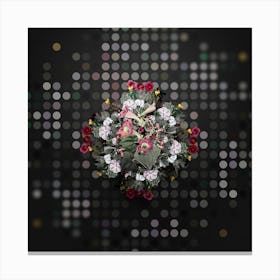 Vintage Blushing Lophospermum Floral Wreath on Dot Bokeh Pattern n.0052 Canvas Print